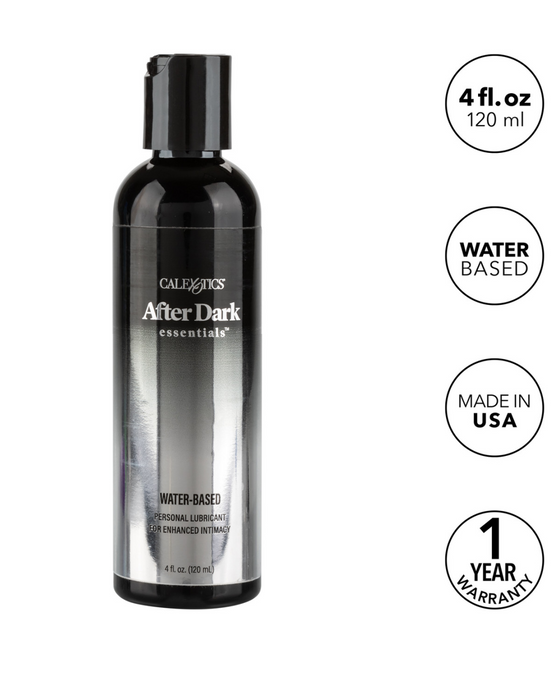 After Dark Water Based Lubricant 4 oz graphic showing features of lube 