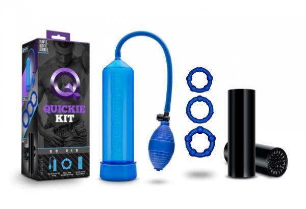 Quickie Kit Go Big Penis Pump, Stroker & Rings by Blush with box