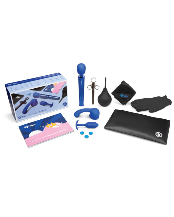 B-Vibe Anal Massage & Education Set showing all the kit elements laid out on a white background