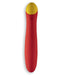 A modern, sleek red WOW Hype Beginner's Silicone G-Spot Vibrator with a yellow accent near the tip, featuring a single button for operation.