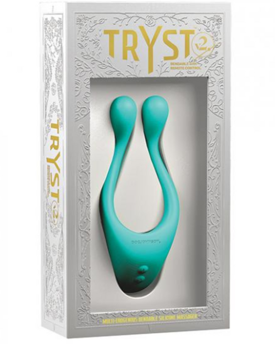 Tryst V2 Bendable Massager with Remote by Doc Johnson - Green Box