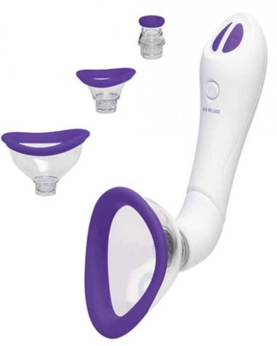 Bloom Intimate Rechargeable Body Pump by Doc Johnson - Purple pump and cups