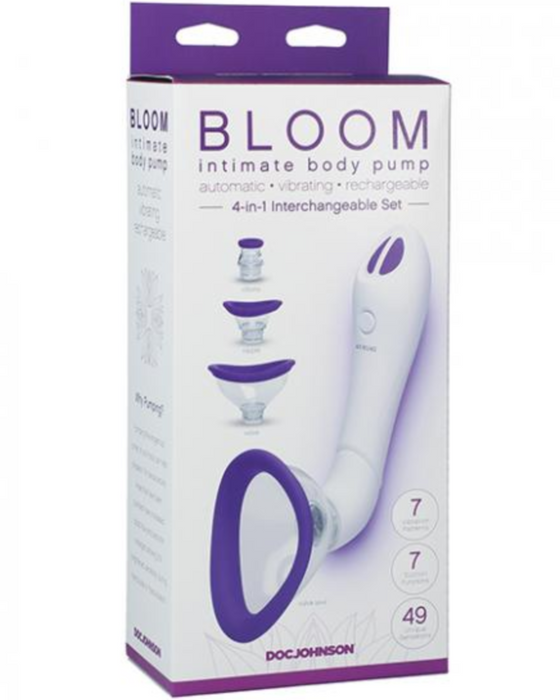 Bloom Intimate Rechargeable Body Pump by Doc Johnson - Purple box