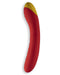 A waterproof red and yellow Hype Beginner's Silicone G-Spot Vibrator isolated on a white background.
