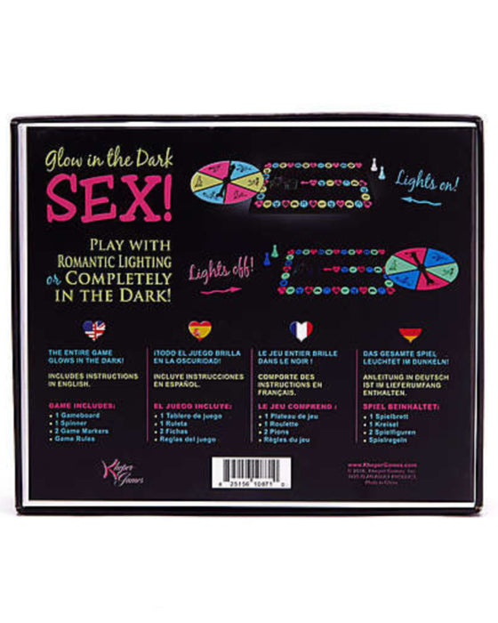 Glow In The Dark Sex Game by Kheper Games Back of Box