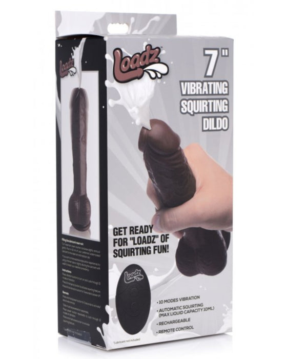 Loadz 7 Inch Vibrating Squirting Dildo with Wireless Remote Control - Chocolate box