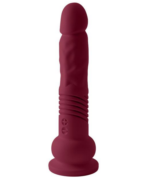 The Thruster Mini Teddy Powerful Thrusting Silicone Dildo - Moroccan Red