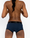 Em. Ex. Fit Strap-On Harness Brief - Navy Blue Small to XXXL back view of the model 