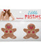 A product display for Kheper Games' Christmas Gingerbread Edible Nipple Pasties designed to look like gingerbread figures, with an image above demonstrating their use. It's the perfect gag gift or stocking stuffer this holiday season.
