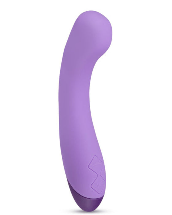 Wellness G Ball Silicone G-Spot Vibrator - Purple against a white background side view of the g-spot curve