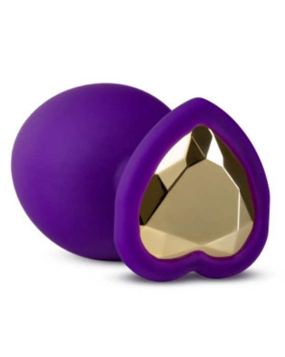 Temptasia Bling Small Silicone Butt Plug - Purple view of the heart end