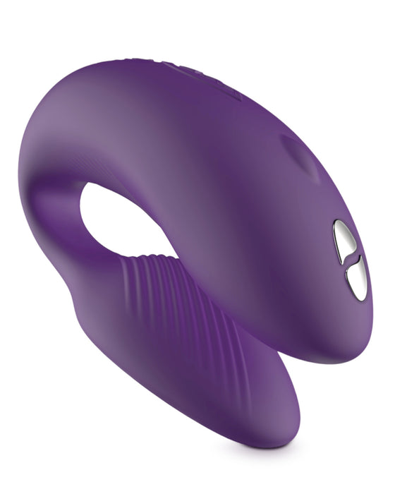 We-Vibe Chorus Remote & App Controlled Couples' Vibrator - Purple against a white background with a side view of the u shape