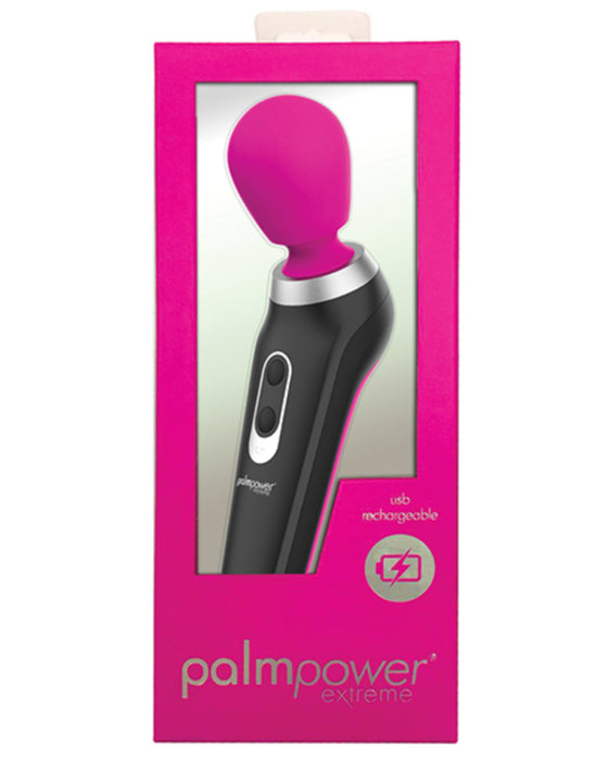 Palm Power Extreme Rechargeable Wand Vibrator by BMS Enterprises - Pink in box