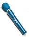 A blue Le Wand Petite Massager with control buttons displayed on a white background.