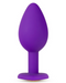 Temptasia Bling Small Silicone Butt Plug - Purple side view vertical of the plug