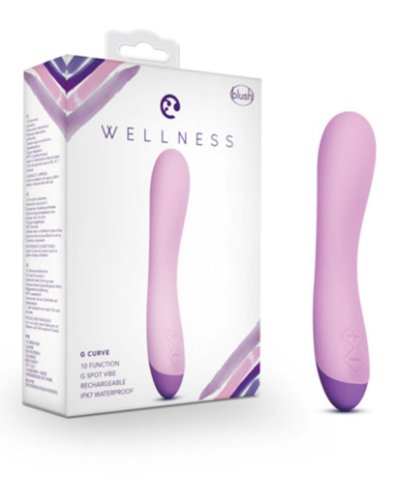Wellness G Curve Waterproof Silicone G-Spot Vibrator - Purple with box