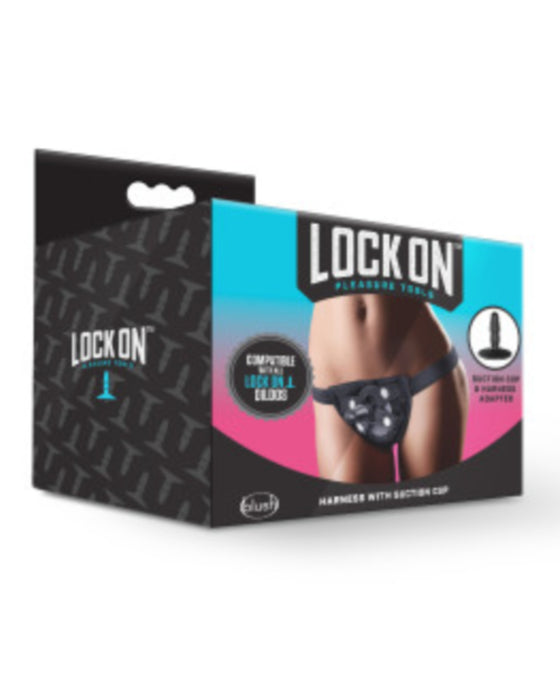 Lock On Strap-On Harness One Size by Blush Novelties - Black box