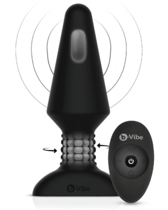 B-Vibe Silicone Rechargeable Rimming Plug XL with the remote control