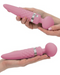 Pillow Talk Sultry Waterproof Double Ended Wand Vibrator - Pink with 2 images of it held in a hand at different angles