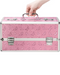 Lockable Vibrator Case Large Double Tiered - Pink with hand holding the handle