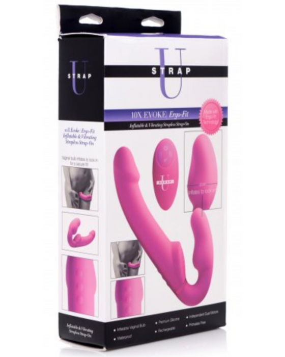 10x Evoke Ergo Fit Inflatable And Vibrating Silicone Strapless Strap-on box