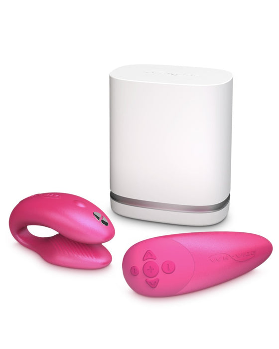 We-Vibe Chorus Remote & App Controlled Couples' Vibrator - Cosmic Pink with charger
