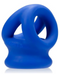 Oxballs Tri Squeeze Cocksling Ball Stretcher - Blue side view on a white background 