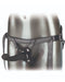 The Royal Vibrating Strap-On Pegging & G-Spot Set - Silver/Black worn on a mannequin, angled side view