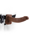 Fetish Fantasy Vibrating Hollow Strap On Dildo with Balls 9 inches - Chocolate on mannequin