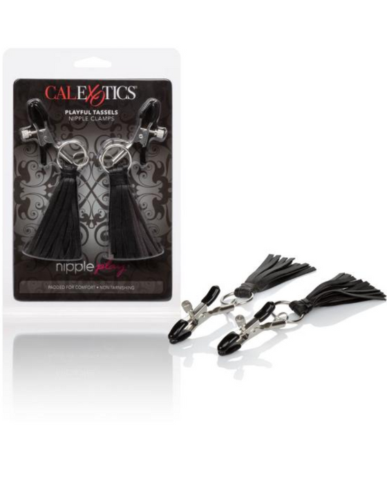 Nipple Play Playful Tassels Nipple Clamps by CalExotics - Black with package