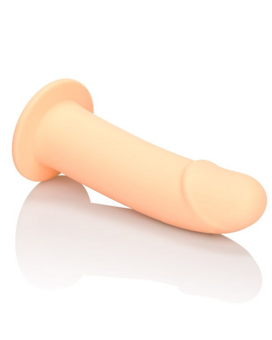 PPA with Jock Strap Hollow Silicone Penis Extender by CalExotics - Vanilla dildo only horizontal view of the tip