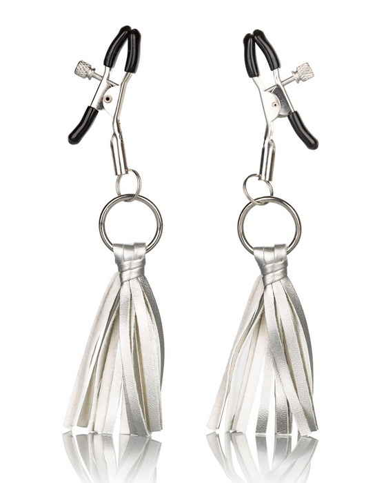 Nipple Play Playful Tassels Nipple Clamps by CalExotics - Silver
