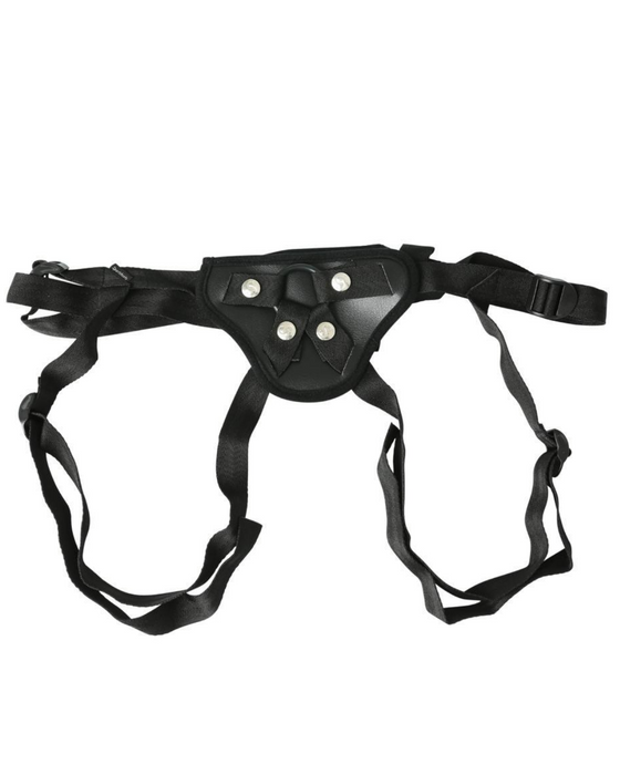 Ember Entry Level Adjustable Strap-on Harness - Black harness alone on a white background