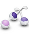 A 3D illustration of a water molecule (H2O), with two hydrogen atoms (white) bonded to a central oxygen atom (purple) designed for pelvic floor strengthening using the Wellness Kegel Ball Training Kit for Pelvic Floor Health from Blush.
