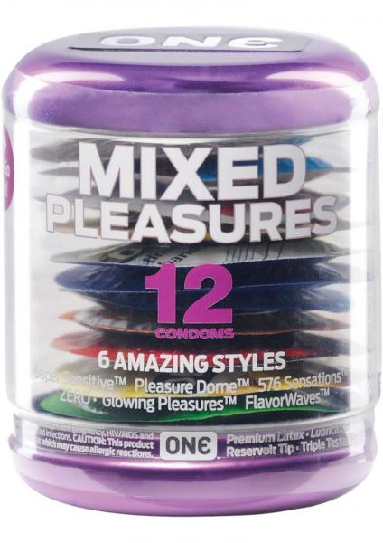 One Mixed Pleasures 12 Pack Lubricated Latex Condoms