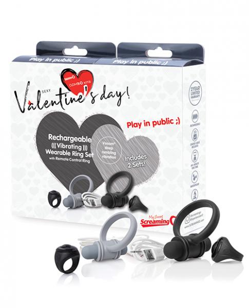 Valentine Cock Ring and Bullet Vibrator Remote Set By Screaming O products and box
