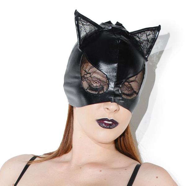 Sexy Black Cat Mask With Lace Eyes And Ears 