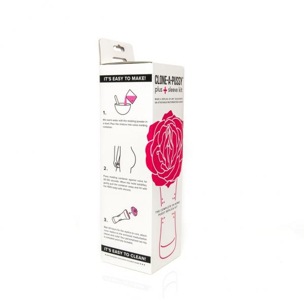 Clone-A-Pussy Plus+ Silicone Vulva Casting Kit Hot Pink side of the box