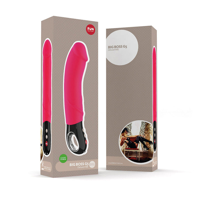 Fun Factory Big Boss G5 Silicone Waterproof Vibrator - Pink in the package