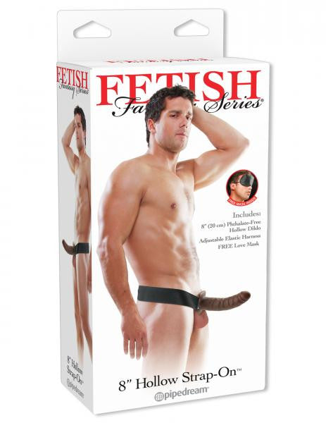 Hollow Strap On Dildo by Fetish Fantasy 8 inches - Brown in box