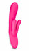 Hop Lola Bunny Silicone Dual Stimulation Rabbit Vibrator by Blush Novelties  hot pink against a white background with a side view of the shaft 