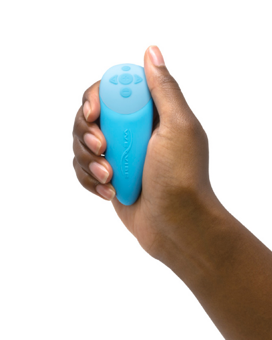 We-Vibe Chorus Remote & App Controlled Couples' Vibrator - Blue remote held in a hand