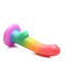 Simply Sweet 6.5 Inch Ribbed Silicone Rainbow Dildo angled view showing tip 