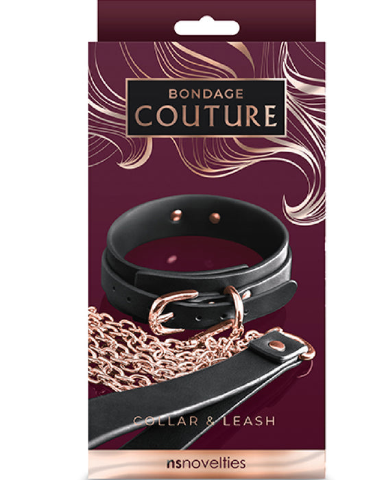 Bondage Couture Vegan Collar and Leash - Black product box 