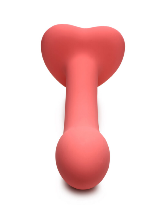 Simply Sweet 7 Inch Slim G-Spot Dildo with Heart Base - Pink showing tip 