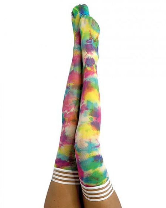 Kix'ies Gilly Rainbow Tie-dye Thigh Highs (sizes A-D)