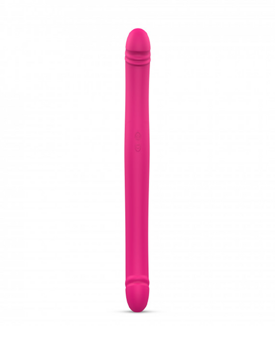 Orgasmic Double Duo 16.5 Inch Vibrating, Thrusting Pink Dildo