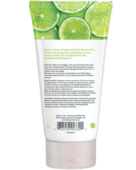 Coochy Oh So Smooth Shave Cream - Key Lime Pie back of tube 