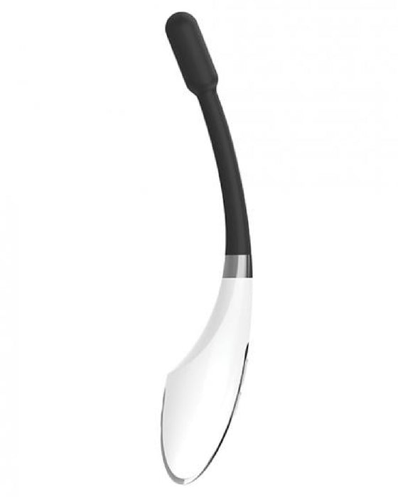 Sideview of Perfect Point Black and White Ultra Slim Flexible Vibrator