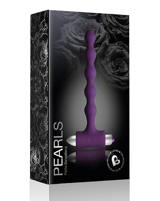Petite Sensations Pearls String Vibrating Anal Beads - Purple in the box